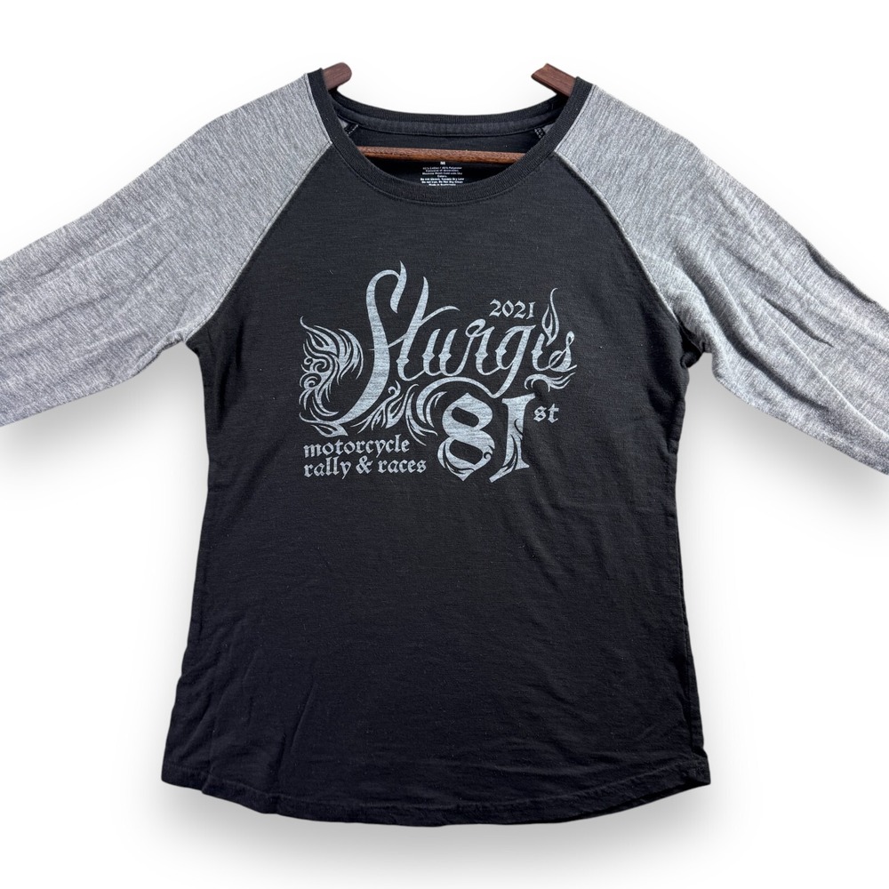 Boxercraft Sturgis 81st Motorcycle Rally 2021 Raglan Shirt Womens Medium Black